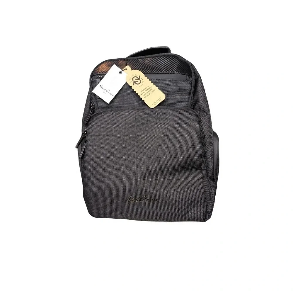 Robert Graham Black Nylon Backpack Carbon Fiber Trim Paisley Lining NWT $228 - Picture 12 of 16